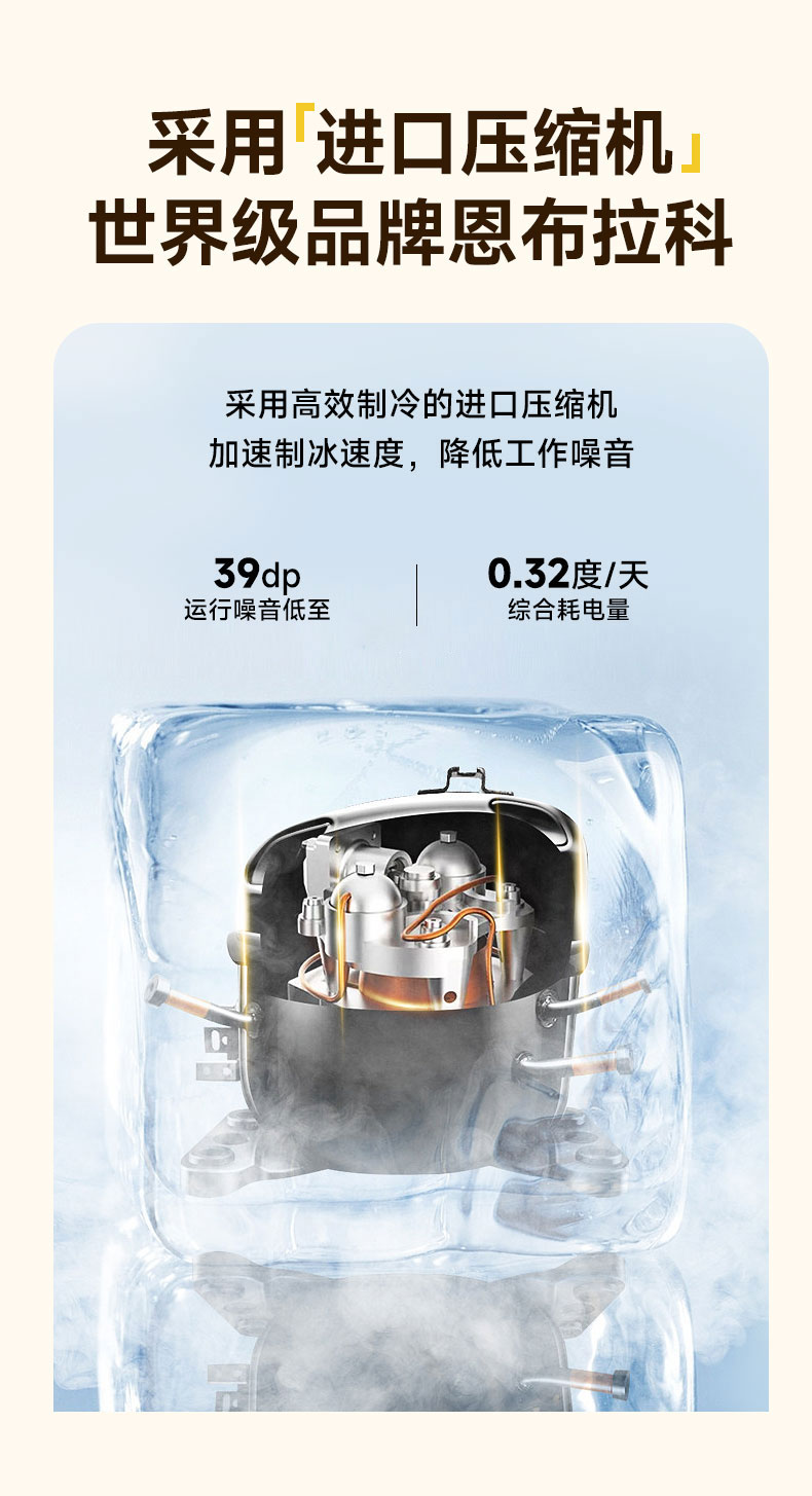 太阳集团雪花冰机恩布拉科进口压缩机